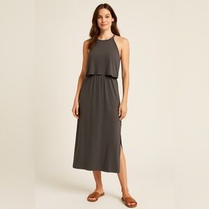 It’s Too Cool For School Dark Gray Sleeveless Midi Dress Size Large